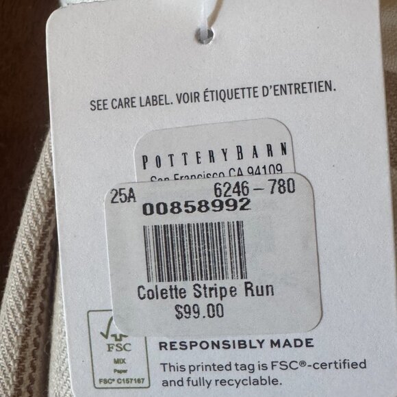 Pottery Barn Colette Stripe Table Runner - New! - Picture 4 of 5